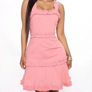 NWT Fashion Nova Natalie Mini Dress Pink Sleeveless Juniors Large L Barbiecore